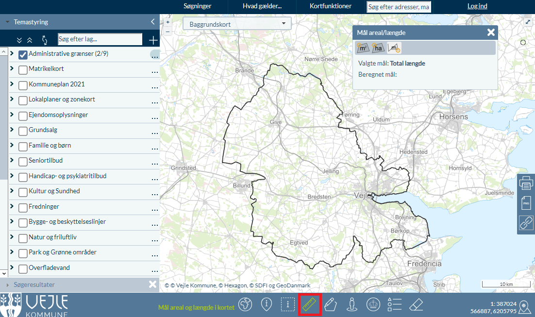 Screenshot af Vejle Kommunes GIS-løsning