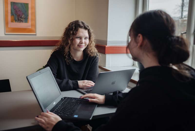 2 unge piger med pc'ere