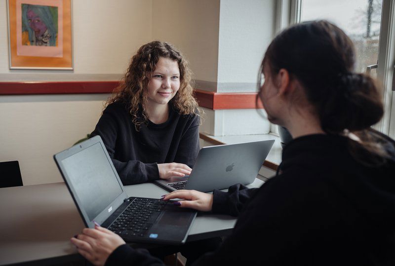 2 unge piger med pc'ere