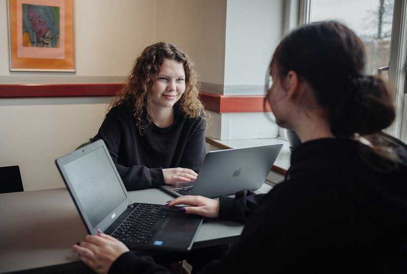 2 unge piger med pc'ere