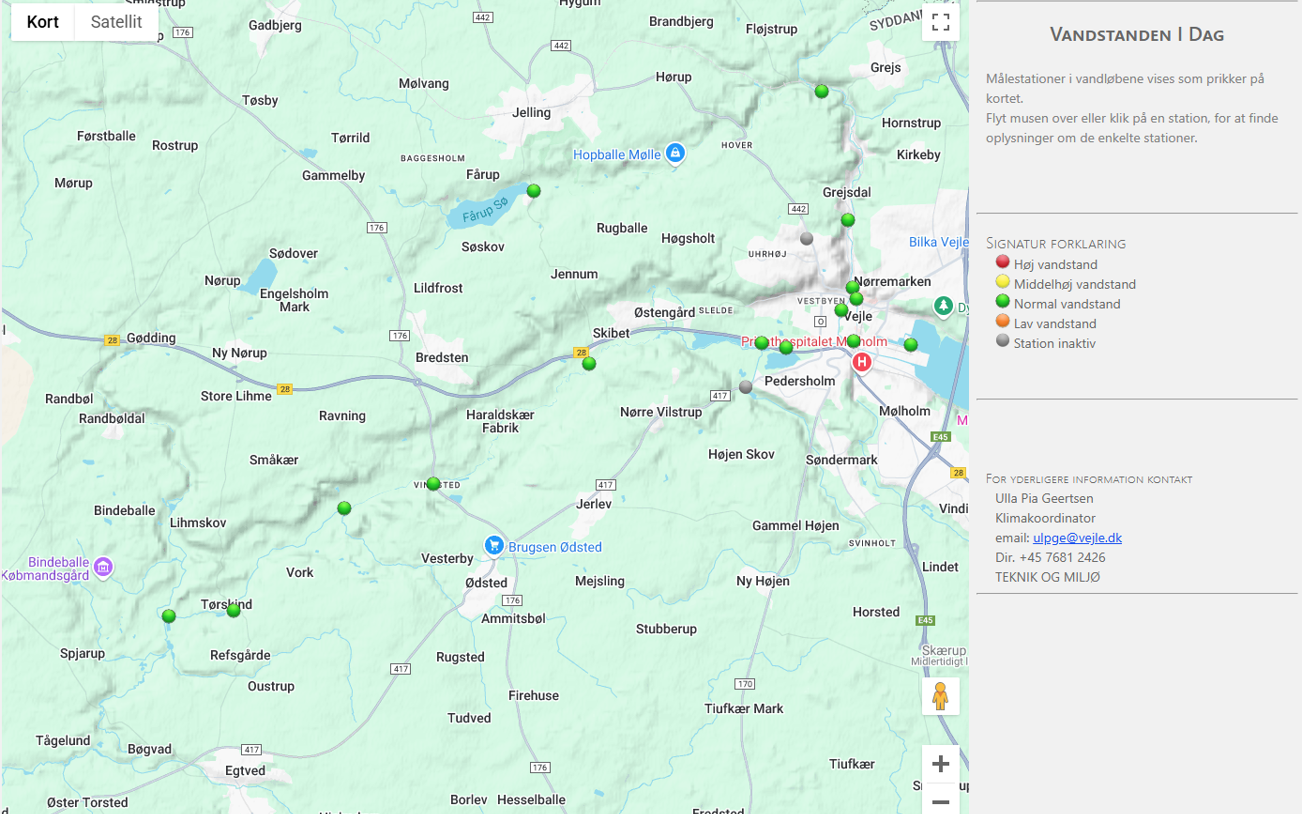 Screenshot af Vejle Kommunes vandløbsside